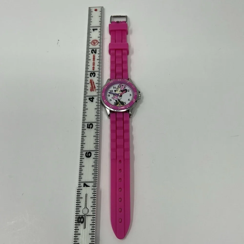 Minnie Mouse Accutime Girls Analog Watch Pink Silicone Band Time Learning Disney